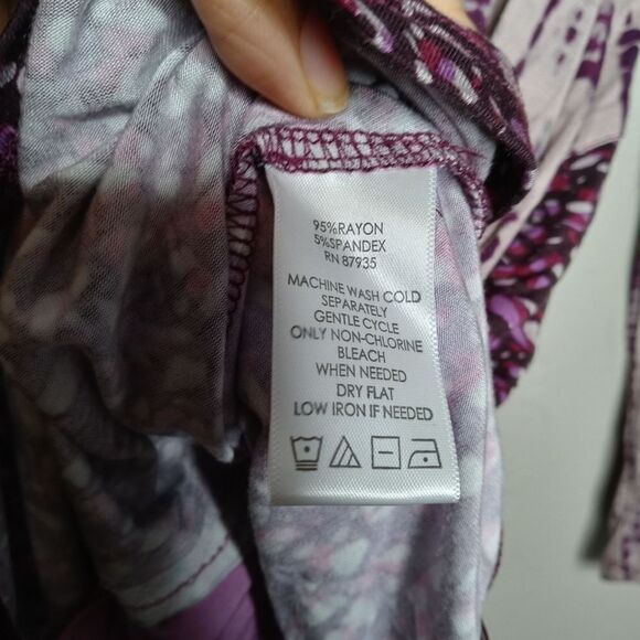 LOGO Lori Goldstein Purple Tie Dye Effect Long Sleeve Blouse - Picture 7 of 7